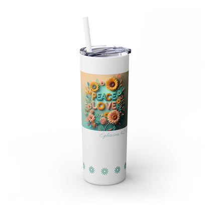 Peace & Love (Style 1) - Skinny Tumbler with Straw, 20oz