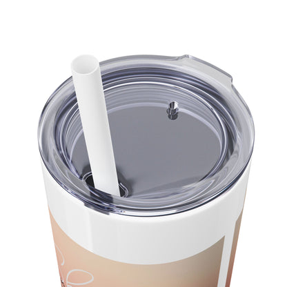 Peace & Love (Style 2) - Skinny Tumbler with Straw, 20oz