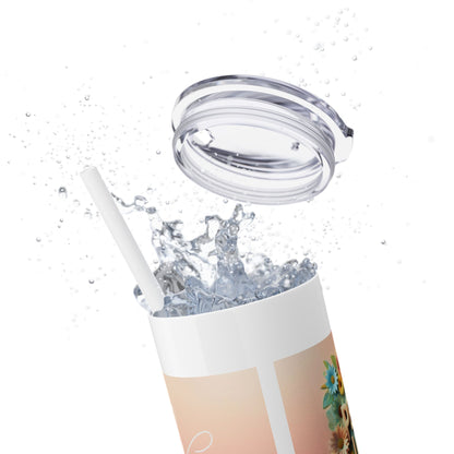 Peace & Love (Style 2) - Skinny Tumbler with Straw, 20oz