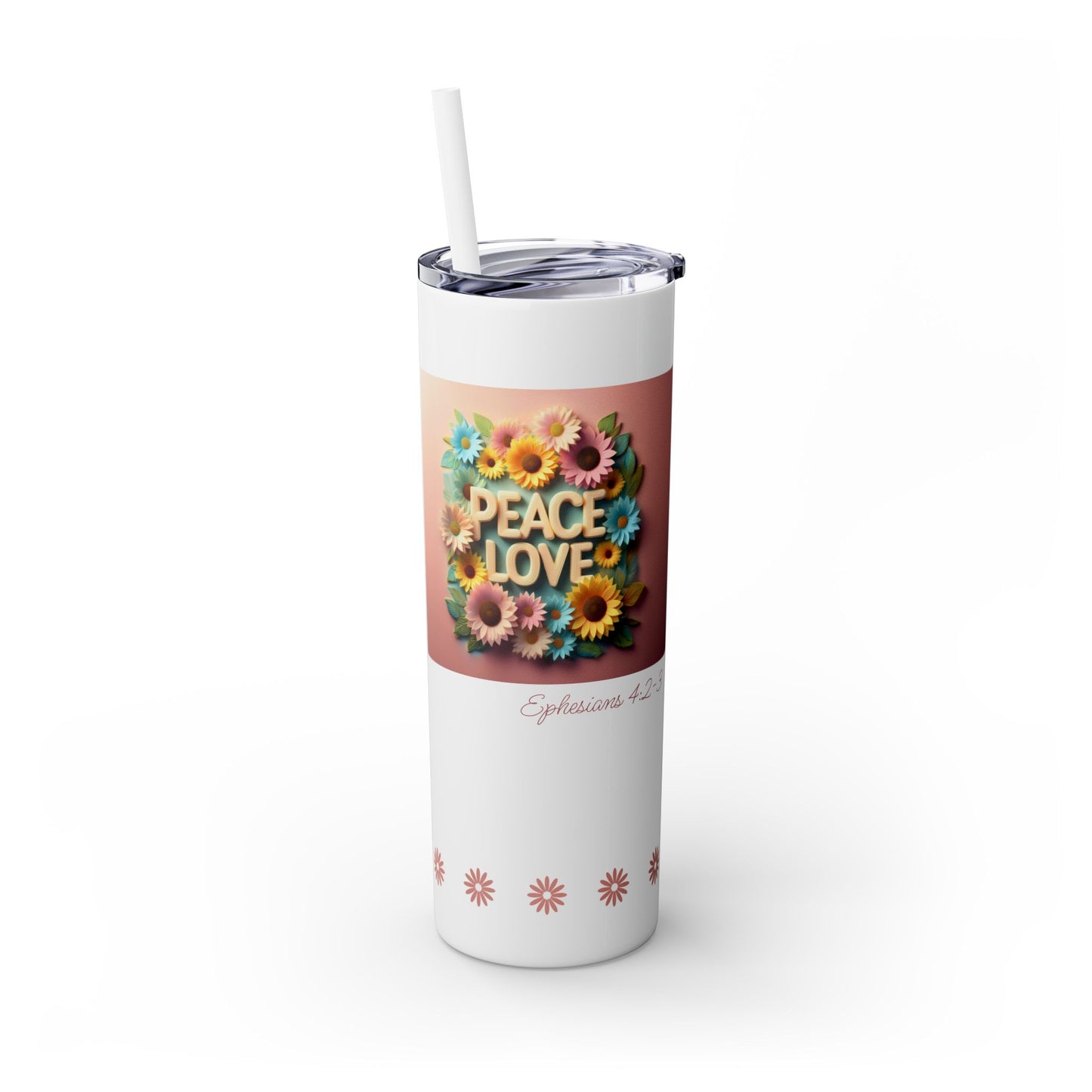 Peace & Love (Style 2) - Skinny Tumbler with Straw, 20oz