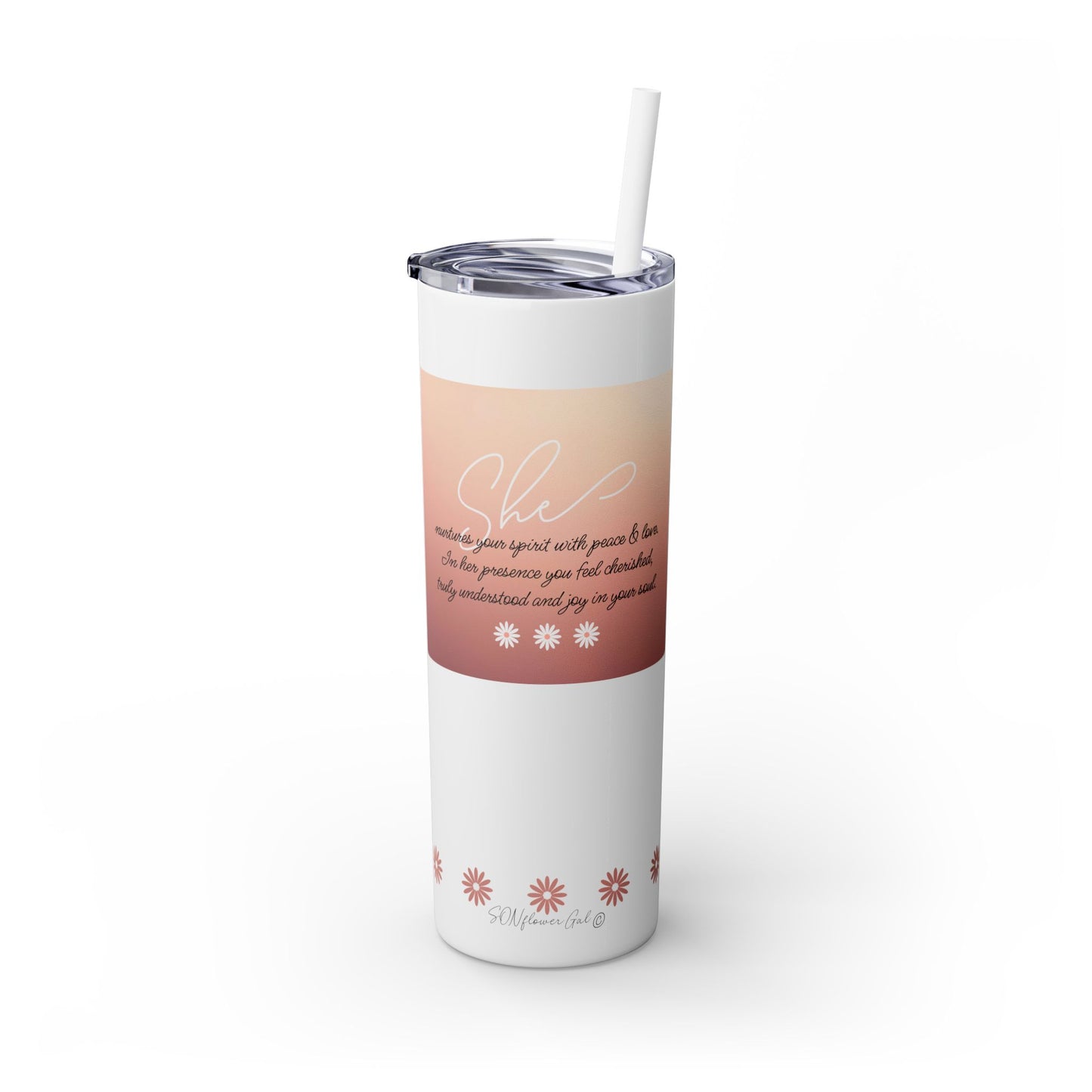 Peace & Love (Style 2) - Skinny Tumbler with Straw, 20oz