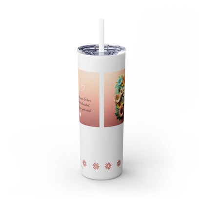 Peace & Love (Style 2) - Skinny Tumbler with Straw, 20oz