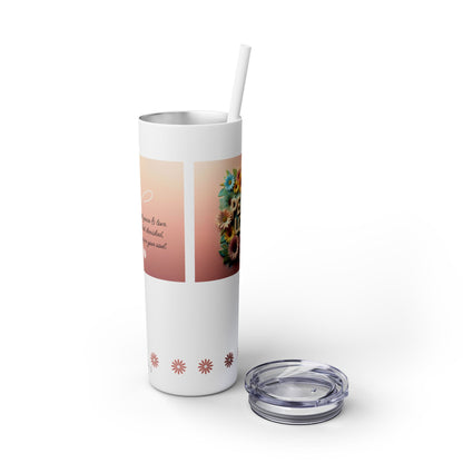 Peace & Love (Style 2) - Skinny Tumbler with Straw, 20oz