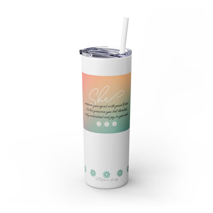 Peace & Love (Style 1) - Skinny Tumbler with Straw, 20oz