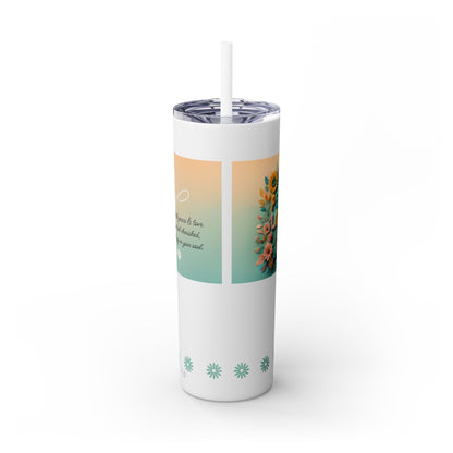 Peace & Love (Style 1) - Skinny Tumbler with Straw, 20oz