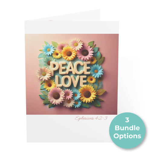 Peace & Love (Style 2) - 5x7 Greeting Cards (10, 30, and 50pcs)